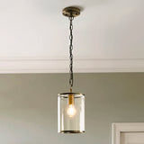 Endon Hebden Pendant Antique brass plate & clear glass