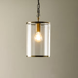 Endon Hebden Pendant Antique brass plate & clear glass