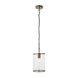 Endon Hebden Pendant Antique brass plate & clear glass