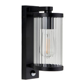 Endon Newcombe PIR Wall Matt black & clear ribbed glass