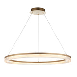 Endon Lansina Hoop Pendant Brushed gold plated finish & opal ribbed acrylic
