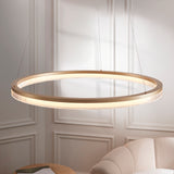 Endon Lansina Hoop Pendant Brushed gold plated finish & opal ribbed acrylic