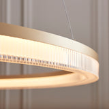 Endon Lansina Hoop Pendant Brushed gold plated finish & opal ribbed acrylic