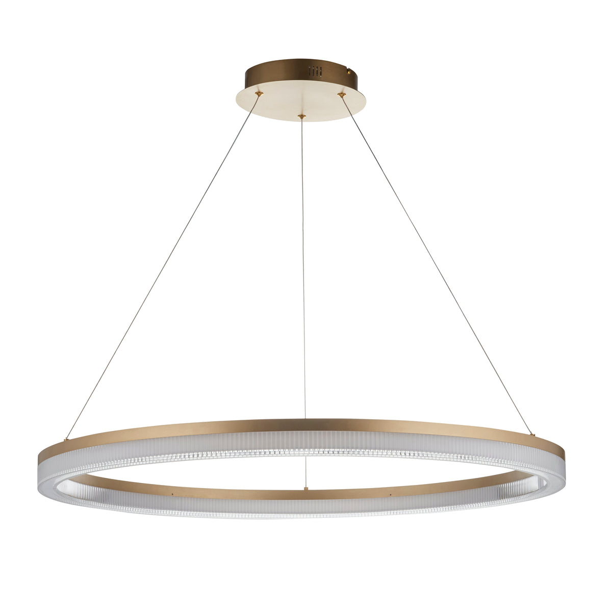 Endon Lansina Hoop Pendant Brushed gold plated finish & opal ribbed acrylic