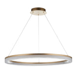 Endon Lansina Hoop Pendant Brushed gold plated finish & opal ribbed acrylic