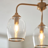 Endon Ashcroft 3lt Semi Flush Brushed aged brass plate & clear glass