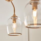 Endon Ashcroft 3lt Semi Flush Brushed aged brass plate & clear glass