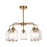Endon Ashcroft 5lt Pendant Brushed aged brass plate & clear glass