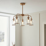 Endon Ashcroft 5lt Pendant Brushed aged brass plate & clear glass