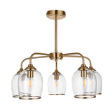 Endon Ashcroft 5lt Pendant Brushed aged brass plate & clear glass