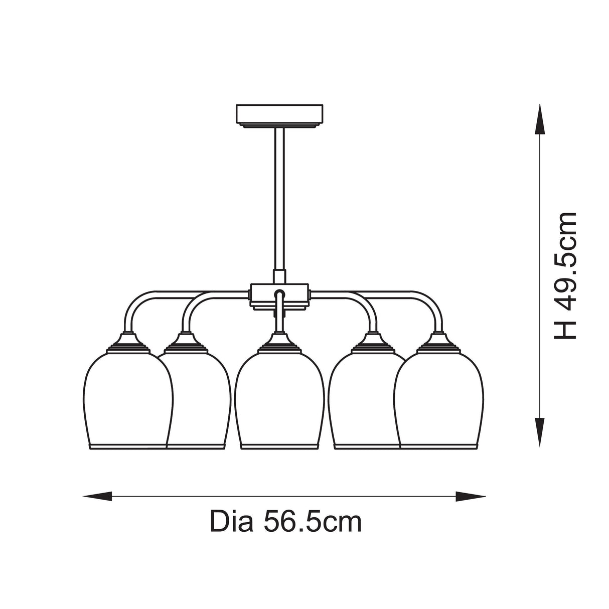 Endon Ashcroft 5lt Pendant Brushed aged brass plate & clear glass