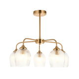 Endon Ashcroft Ribbed 5lt Pendant Brushed aged brass plate & clear ribbed glass