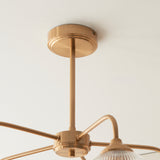 Endon Ashcroft Ribbed 5lt Pendant Brushed aged brass plate & clear ribbed glass