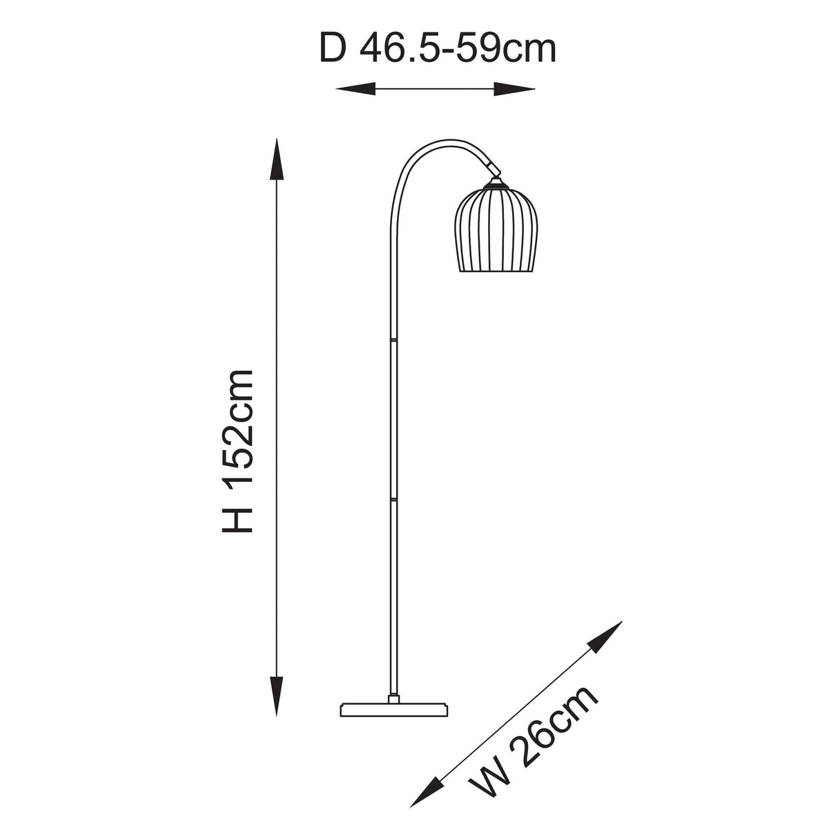 Endon Ashcroft Ribbed Floor Brushed aged brass plate & clear ribbed glass