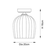 Endon Ashcroft Ribbed Flush Brushed aged brass plate & clear ribbed glass