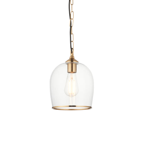 Endon Ashcroft Pendant Brushed aged brass plate & clear glass