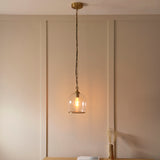 Endon Ashcroft Pendant Brushed aged brass plate & clear glass