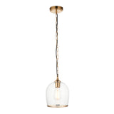 Endon Ashcroft Pendant Brushed aged brass plate & clear glass