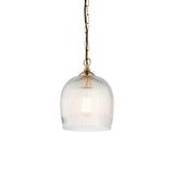 Endon Ashcroft Ribbed Pendant Brushed aged brass plate & clear ribbed glass