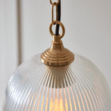 Endon Ashcroft Ribbed Pendant Brushed aged brass plate & clear ribbed glass