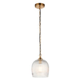 Endon Ashcroft Ribbed Pendant Brushed aged brass plate & clear ribbed glass