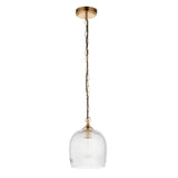 Endon Ashcroft Ribbed Pendant Brushed aged brass plate & clear ribbed glass
