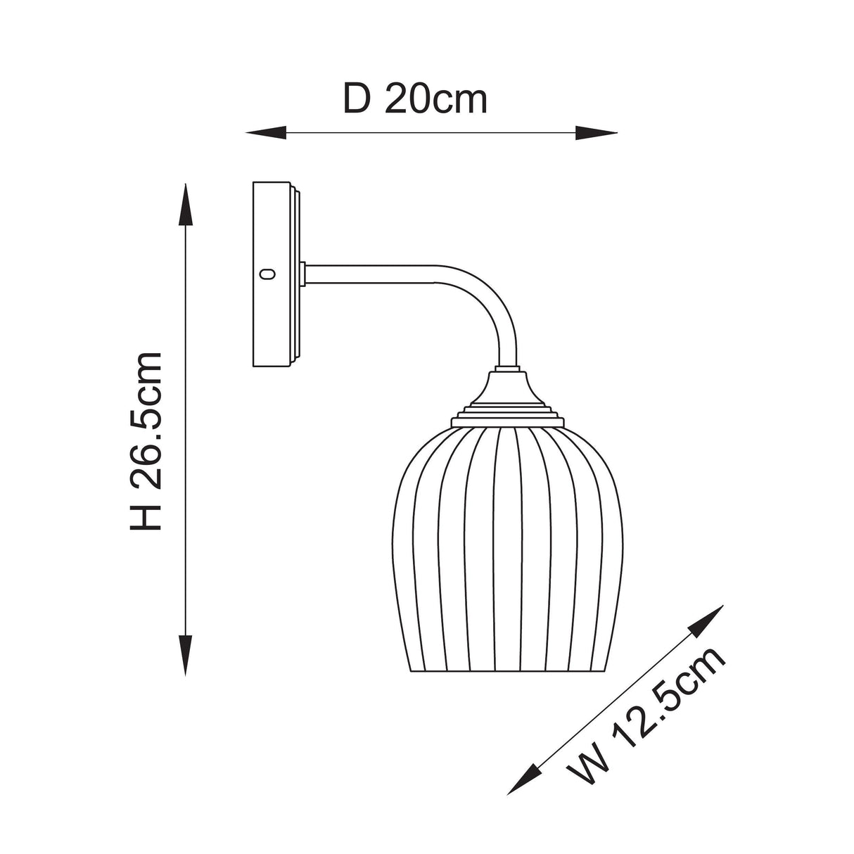 Endon Ashcroft Ribbed Wall Brushed aged brass plate & clear ribbed glass