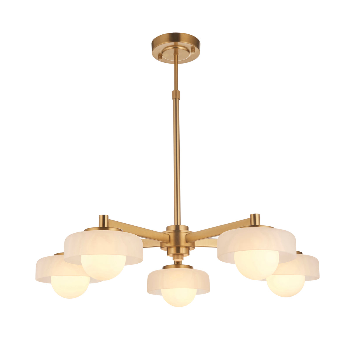 Endon Boss 5lt Pendant Brushed aged brass plate with frosted & opal glass