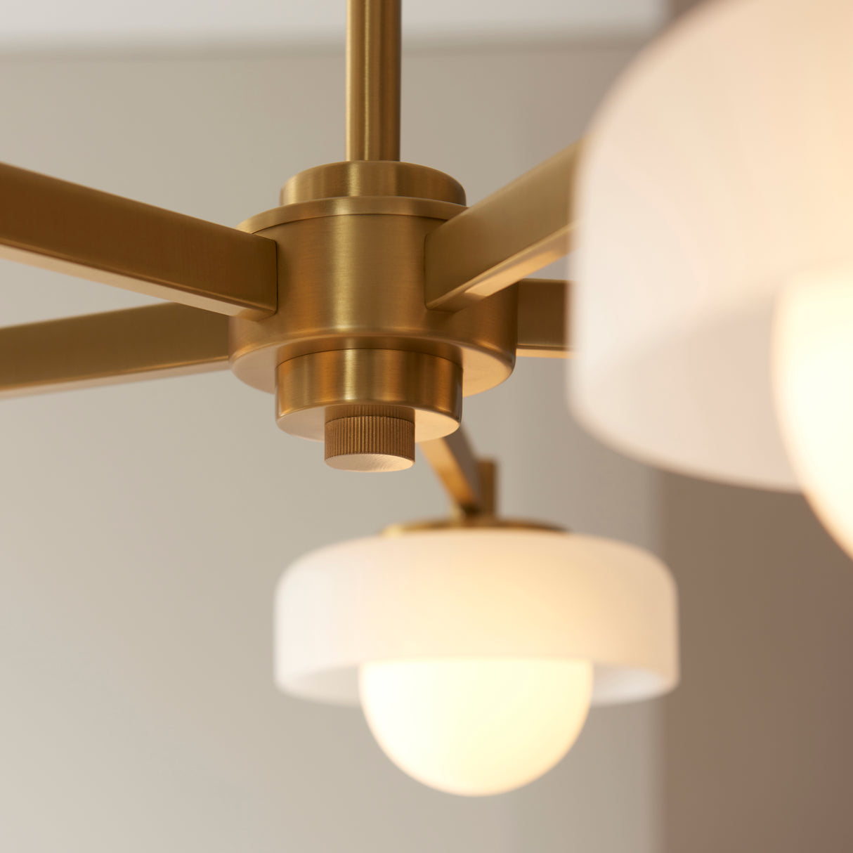 Endon Boss 5lt Pendant Brushed aged brass plate with frosted & opal glass