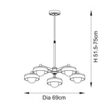 Endon Boss 5lt Pendant Brushed aged brass plate with frosted & opal glass