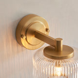 Endon Stamford Wall Brushed aged brass plate & clear ribbed glass