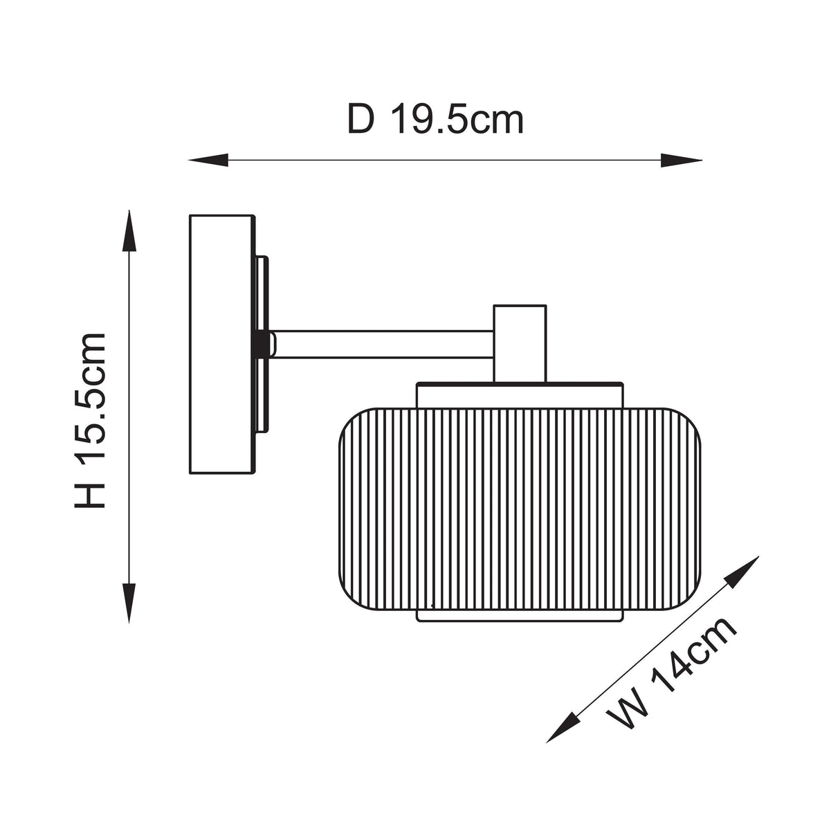 Endon Stamford Wall Brushed aged brass plate & clear ribbed glass