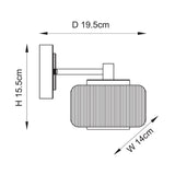 Endon Stamford Wall Brushed aged brass plate & clear ribbed glass