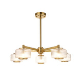Endon Stamford 5lt Pendant Brushed aged brass plate & clear ribbed glass