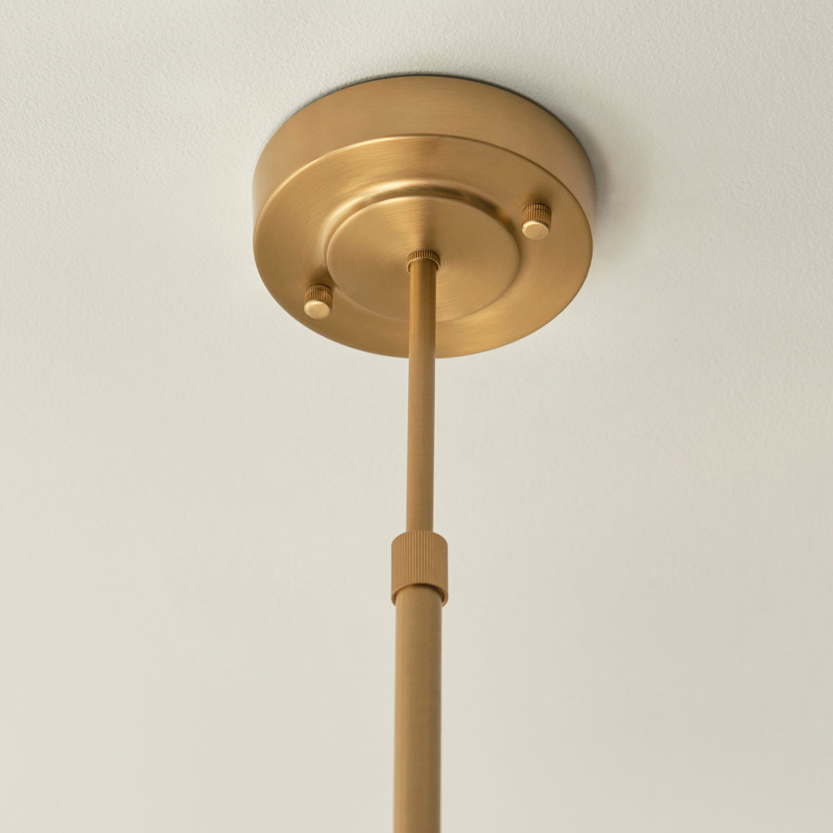 Endon Stamford 5lt Pendant Brushed aged brass plate & clear ribbed glass