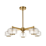 Endon Stamford 5lt Pendant Brushed aged brass plate & clear ribbed glass