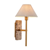 Endon Faro Wall Dark brown Emperador marble & vintage brass with natural linen
