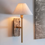 Endon Faro Wall Dark brown Emperador marble & vintage brass with natural linen