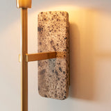 Endon Faro Wall Dark brown Emperador marble & vintage brass with natural linen