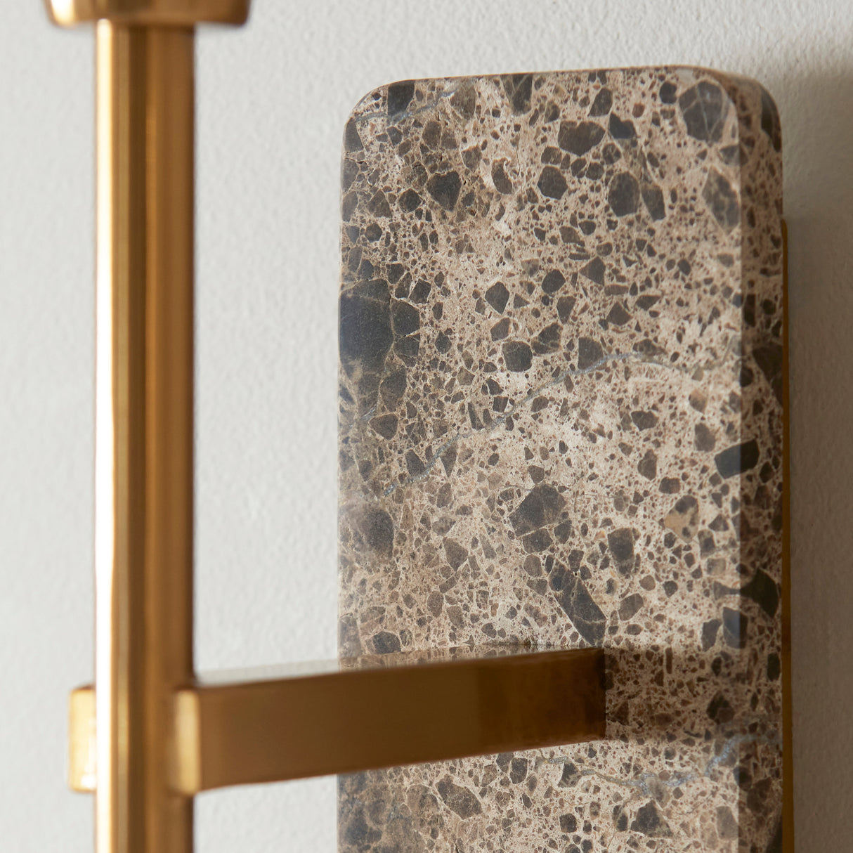 Endon Faro Wall Dark brown Emperador marble & vintage brass with natural linen