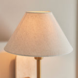 Endon Faro Wall  Natural Travertine & vintage brass with natural linen