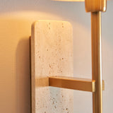 Endon Faro Wall  Natural Travertine & vintage brass with natural linen