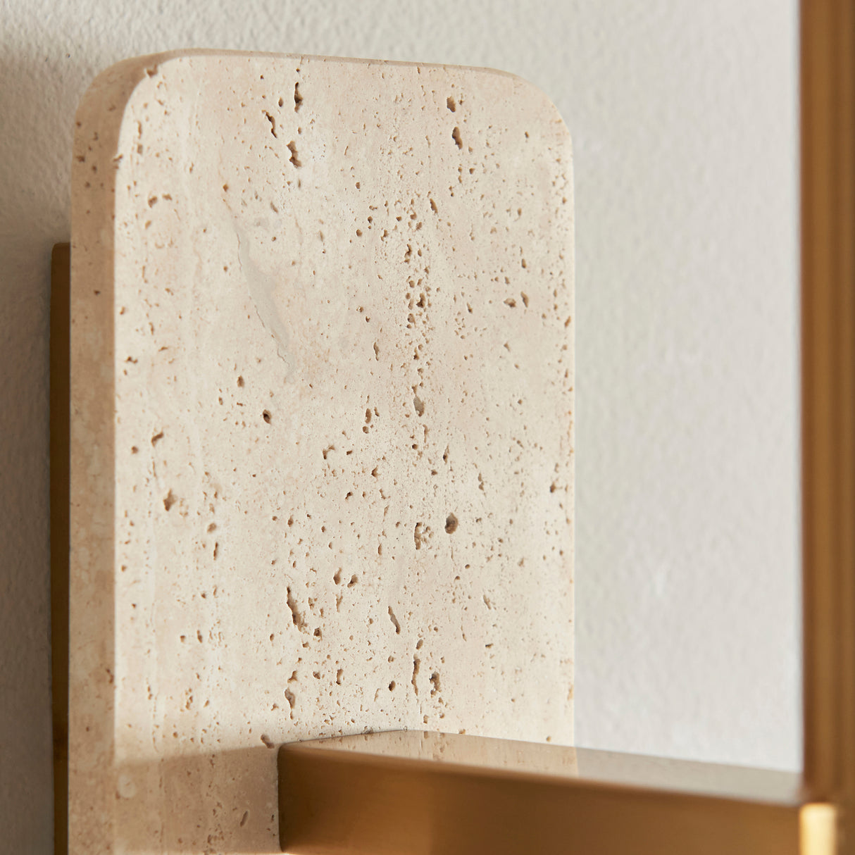 Endon Faro Wall  Natural Travertine & vintage brass with natural linen