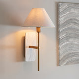 Endon Faro Wall White volakas marble & vintage brass with natural linen