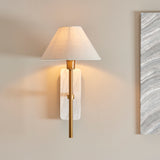 Endon Faro Wall White volakas marble & vintage brass with natural linen