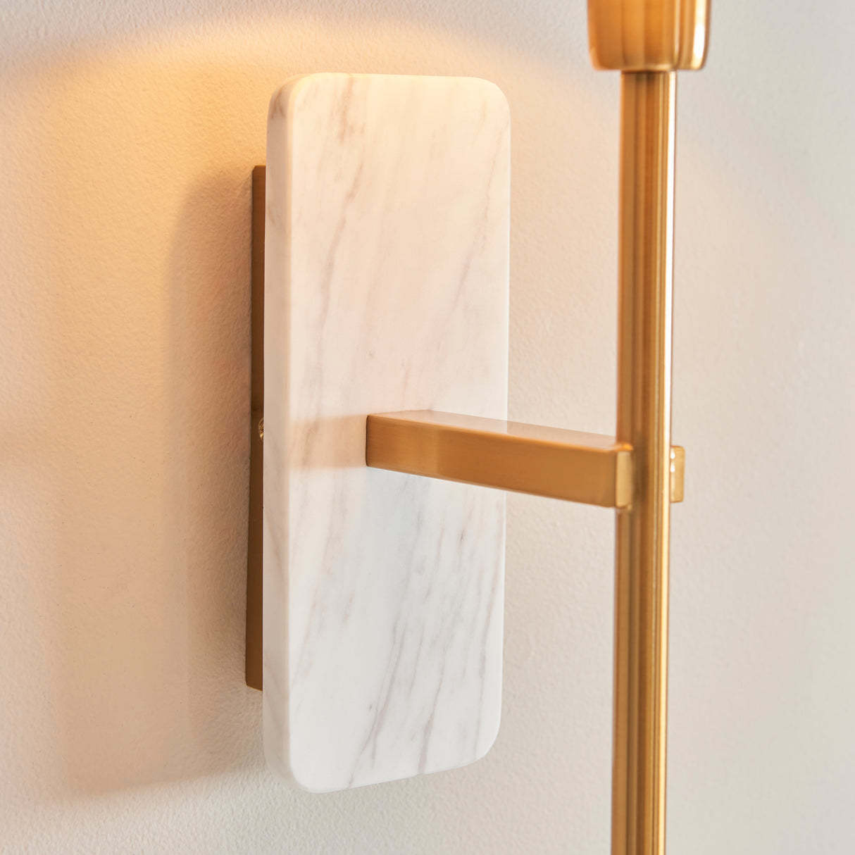 Endon Faro Wall White volakas marble & vintage brass with natural linen