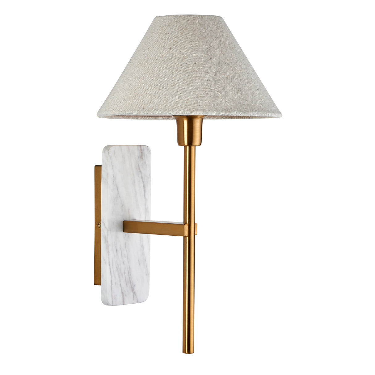Endon Faro Wall White volakas marble & vintage brass with natural linen