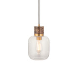 Endon Travi Pendant Dark brown Emperador marble, vintage brass & clear glass