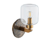 Endon Travi Wall Dark brown Emperador marble, vintage brass & clear glass