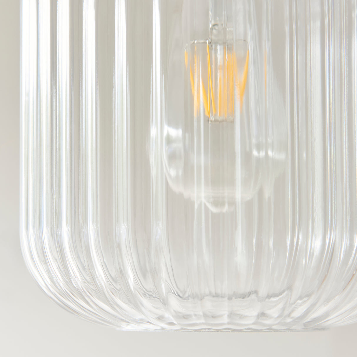 Endon Travi Ribbed Pendant Natural travertine, vintage brass & clear ribbed glass